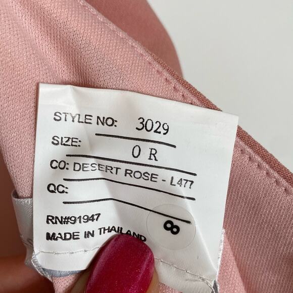 DESSY COLLECTION Diamond Cutout Back Trumpet Gown in Desert Rose - Picture 7 of 8